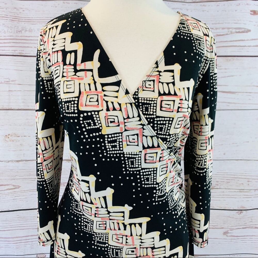 Bcbgmaxazria Patterned Cross Front Ruched Dress - image 2